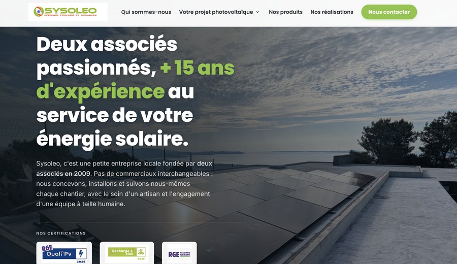 Site Sysoleo — installateur de panneaux solaires